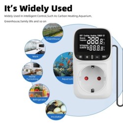 Priza termostat WiFi SINOTIMER STC-916W-EU, 16A, 230V, control temperatura incalzire/racire, senzor extern, timer, aplicatie